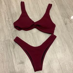 Zaful Burgundy Bikini Set